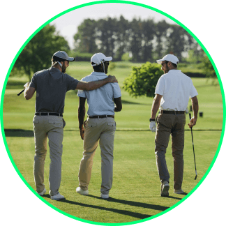 Golfers playing on an iconic course